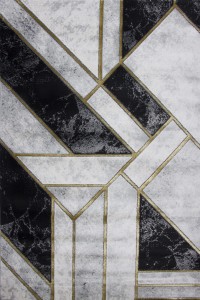 Covor geometric - Gri / Aur