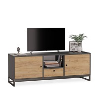 Comodă TV metalică cu sertar negru - colecția Metalove (1)